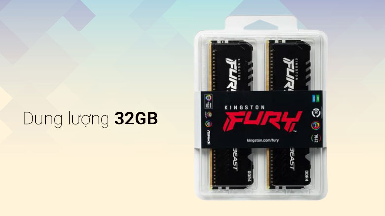 Bộ nhớ/ Ram Desktop Kingston Fury Beast RGB 32GB | Dung lượng 32GB