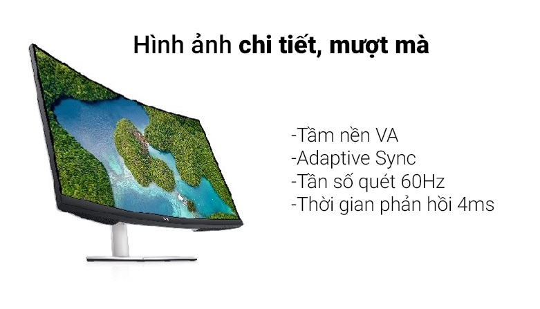 Màn hình LCD Dell 31.5'' S3221QS (3840x2160, VA, 60Hz, 4ms GtG, AMD Freesync) | Hình ảnh chi tiết, mượt mà