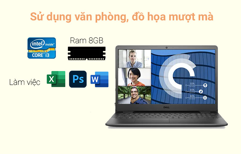 Máy tính xách tay/ Laptop Dell Vostro 15 3500 (3500-V5I3001W) (i3-1115G4) (Đen) | Sử dụng văn phòng, đồ họa mượt