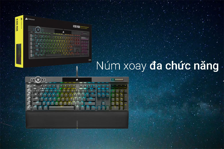 Bàn phím cơ Corsair K100 RGB MX Speed | Núm xoay đa chức năng