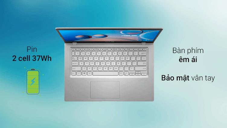 Máy tính xách tay/ Laptop Asus D415DA-EK852T (AMD Ryzen 3 3250U) (Bạc) | Bàn phím êm ái, bảo mật vân tay