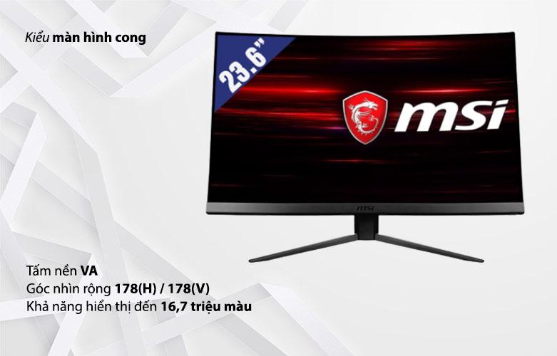 Màn hình LCD MSI 23.6'' OPTIX MAG241C ( 1920 x 1080,VA, 144Hz,1ms) | Kiểu màn hình cong