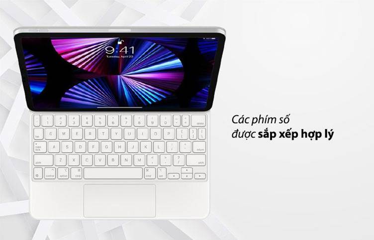 Bàn Phím Apple IPAD MAGIC KEYBOARD 11 WHITE-ITS (MJQJ3ZA/A) | Các phím số được sắp xếp hợp lý