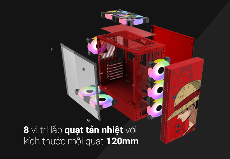 Case MIK DT03 Red Luffy| Nhiều loại quạt hỗ trợ