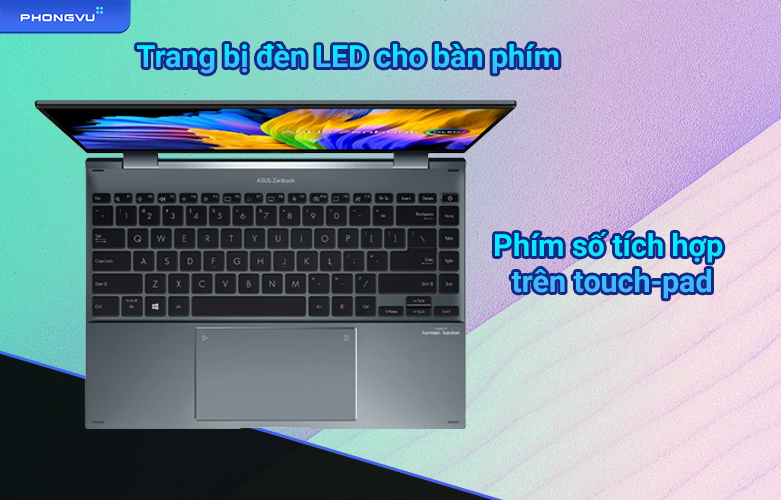 Laptop ASUS Zenbook Flip 14 UP5401ZA - KN005W | Bàn phím có led, phím số tích hợp trên touch-pad