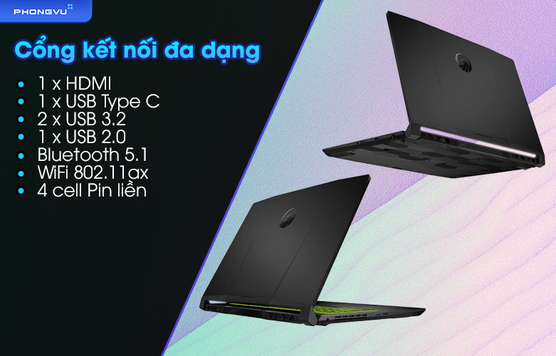 Laptop MSI Alpha 15 B5EEK 205VN | Cổng kết nối đa dạng