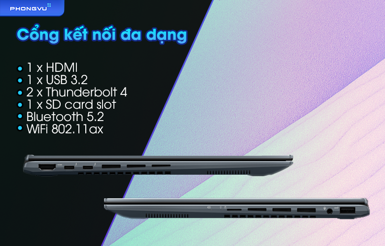 Laptop ASUS Zenbook Flip 14 UP5401ZA - KN005W | Cổng kết nối đa dạng