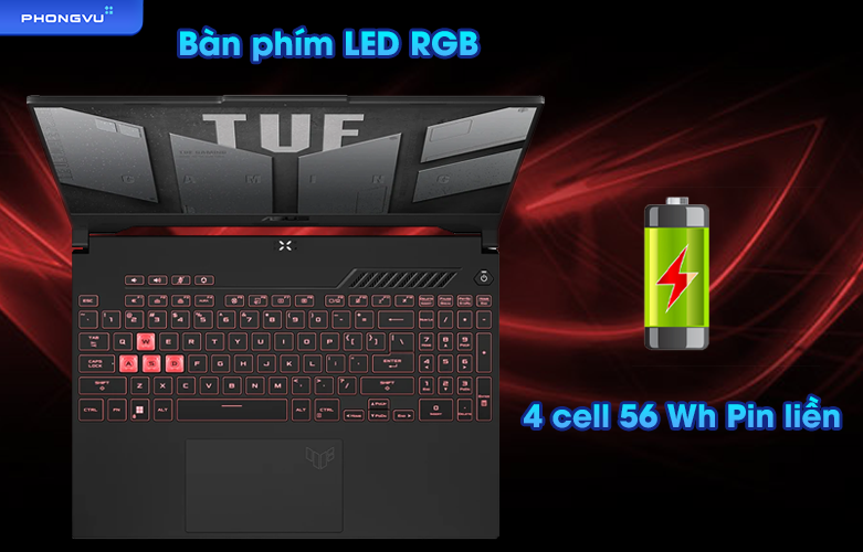 Laptop Asus TUF Gaming FA507RE-HN007W | Bàn phím led RGB, Dung lượng pin lớn