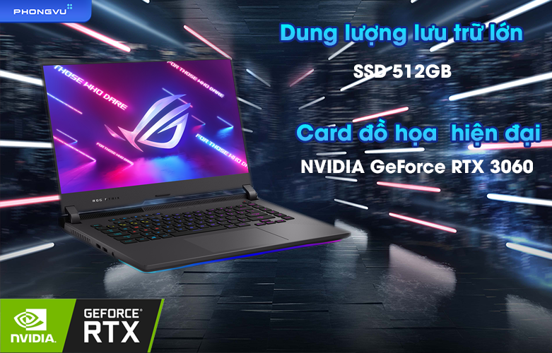 Laptop ASUS ROG Strix G15 G513RM-HQ055W | card đồ họa hiện đại, dung lượng lưu trữ lớn