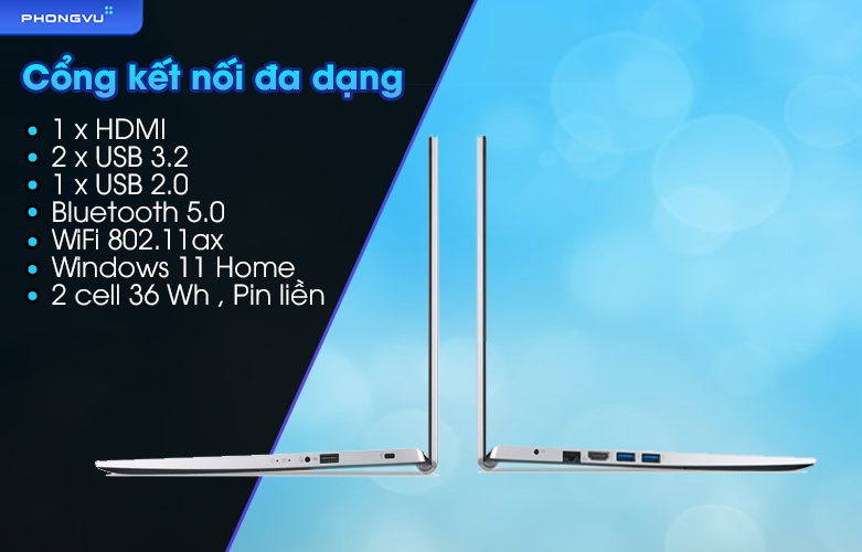 laptop Acer Aspire 3 A315-58-54M5 NX.ADDSV.00M | Cổng kết nối đa dạng