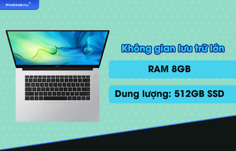 Laptop Huawei Matebook D15 BoD-WDH9 | Không gian lưu trữ lớn