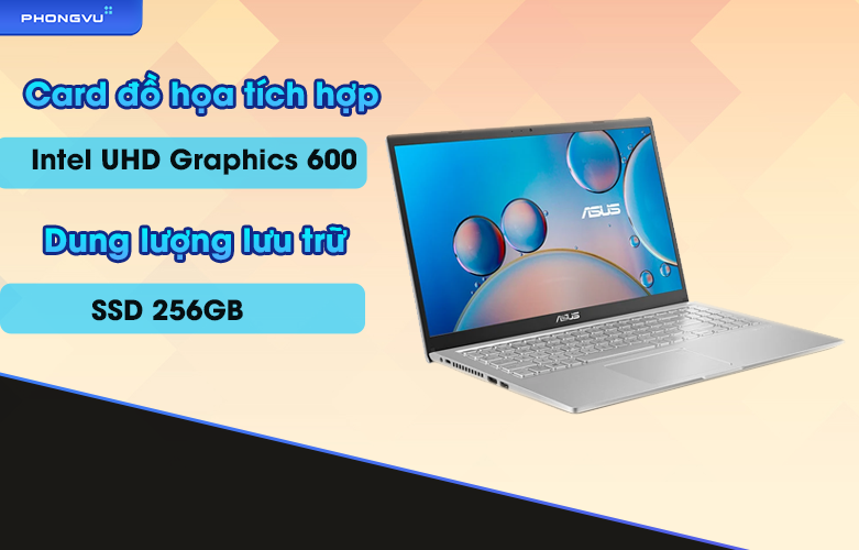 Asus X515MA trang bị Intel UHD Graphics 600, SSD 256GB xử lý mượt mà