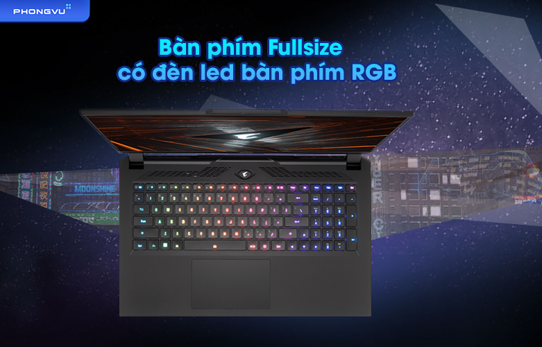 Laptop GIGABYTE AORUS 17 XE4 73VN514GH | BÀn phím fullsize bàn phím đèn led RGB