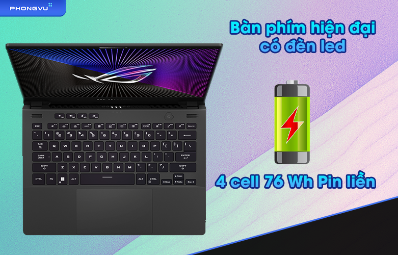 laptop ASUS ROG Zephyrus G14 GA402RJ-L8030W | Bàn phím hiện đại có led, dung lượng pin khủng