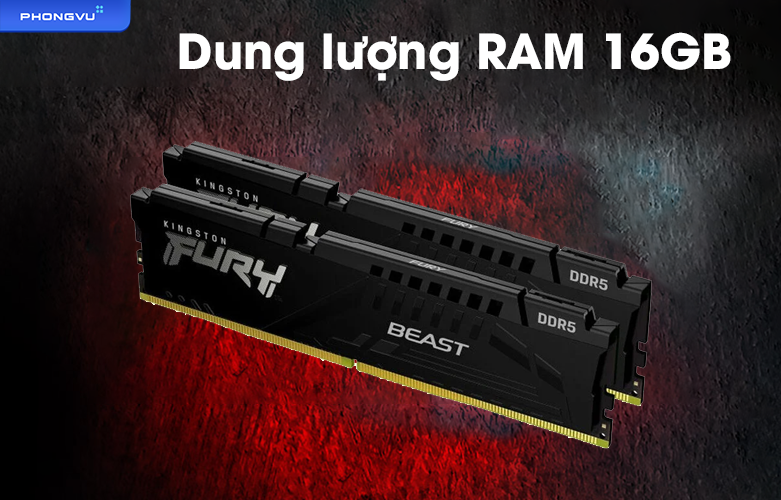 Ram Desktop Kingston Fury Beast Black 16GB DDR5 | Dung lượng RAM lớn