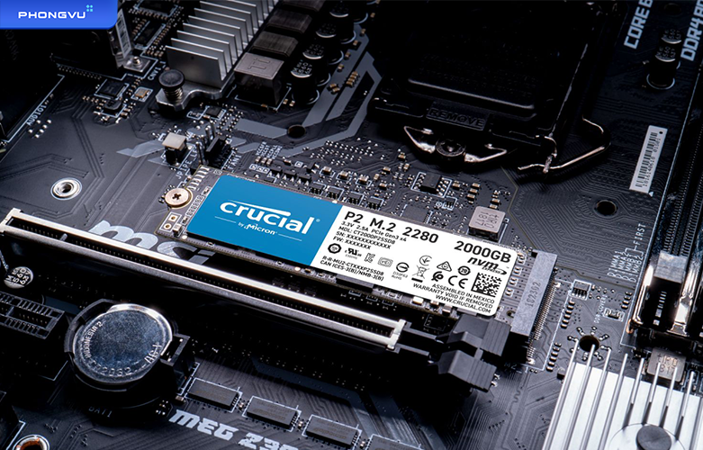 Ổ cứng SSD Crucial P2 2TB 3D NAND NVMe PCIe M.2 | Tốc độ xử lý cao