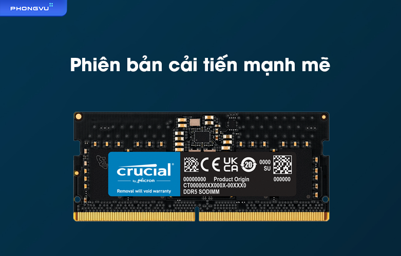 Ram Laptop DDR5 Crucial 32GB (4800) (CT32G48C40S5) | Phiên bản cải tiến mạnh mẽ