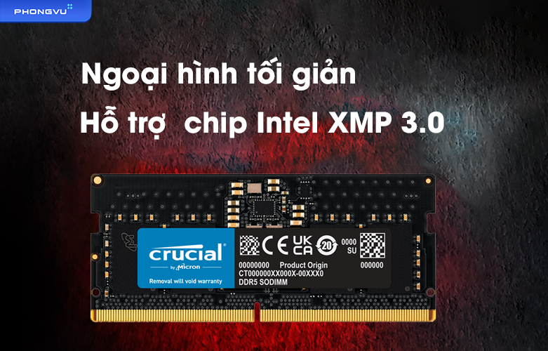 Ram Laptop DDR5 Crucial 16 GB | Ngoại hình tối giản