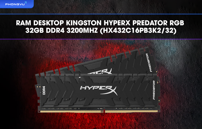 Ram Desktop Kingston HyperX Predator RGB 32GB DDR4 3200MHz (HX432C16PB3K2/32)