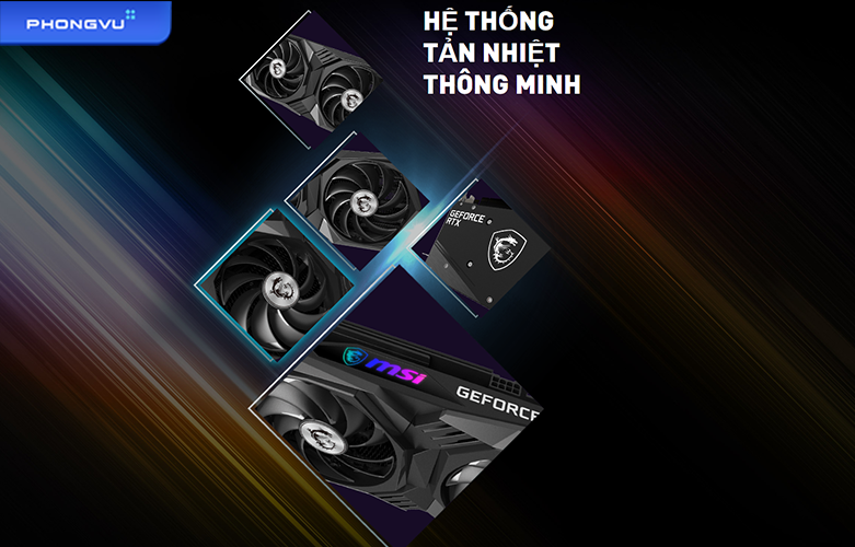 Card màn hình MSI RTX 3050 GAMING X 8G | Hệ thống tản nhiệt thông min