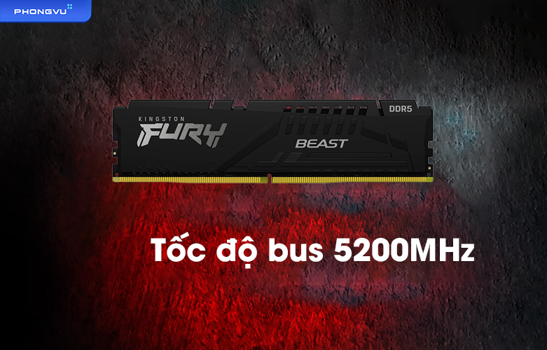 Ram Desktop Kingston Fury Beast Black 16GB DDR5 | Tốc độ bus cao