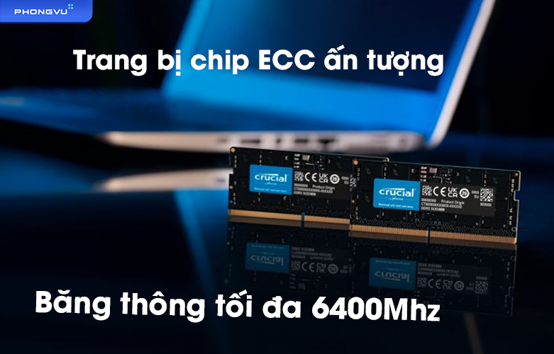 Ram Laptop DDR5 Crucial 32GB (4800) (CT32G48C40S5) | Trang  bị chip ECC ấn tượng