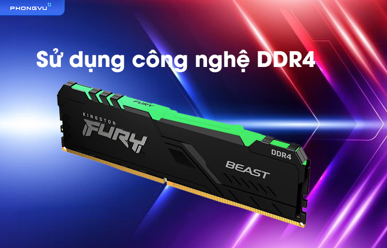 Ram laptop Desktop Kingston Fury Beast Black RGB 16GB DDR4 | Sử dụng công nghệ  DDR4