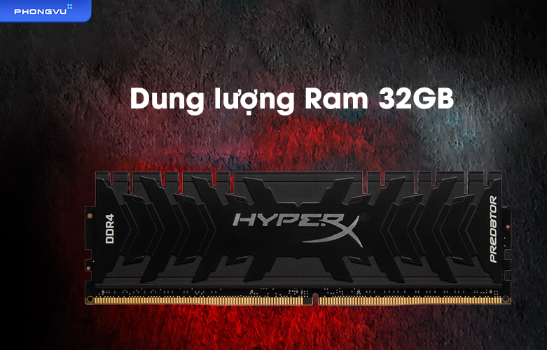 Ram Desktop Kingston HyperX Predator RGB 32GB DDR4 3200MHz (HX432C16PB3K2/32) | Dung lượng ram lớn