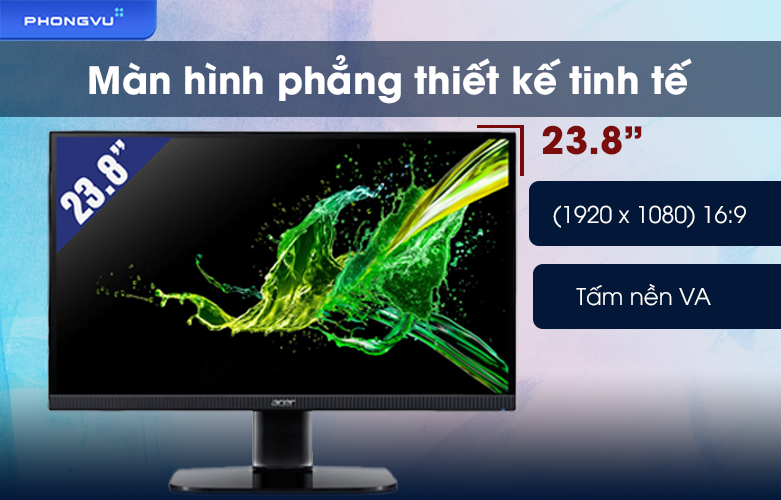 Màn hình Acer 23.8 inch KA242Y A | Màn hình phẳng sắc nét