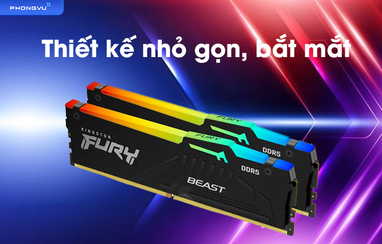 RAM desktop KINGSTON Fury Beast RGB 64 GB 5600 MHz DDR5 | Thiết kế nhỏ gọn