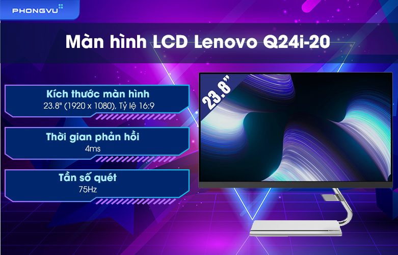 Màn hình LCD Lenovo 23.8 inch Q24i-20 66EEGAC3VN