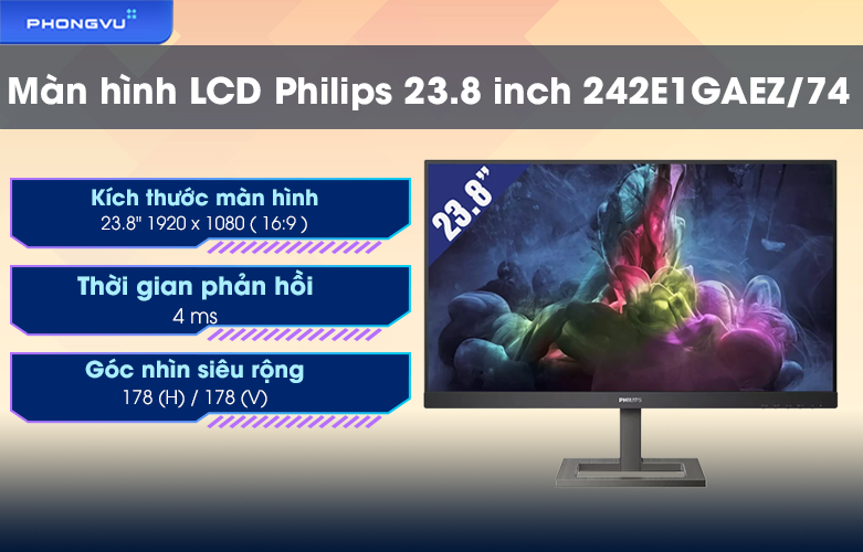 Màn hình LCD Philips 23.8 inch 242E1GAEZ/74 | Giới thiệu