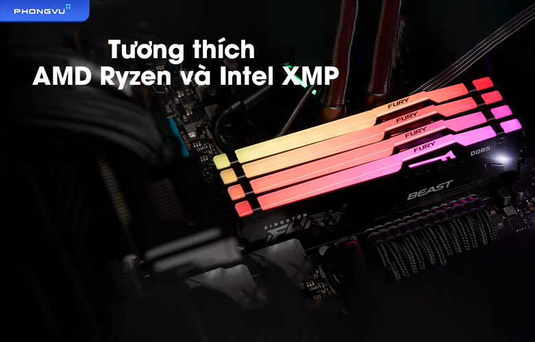 RAM desktop KINGSTON Fury Beast RGB 64 GB 5600 MHz DDR5 | Tương thích CPU