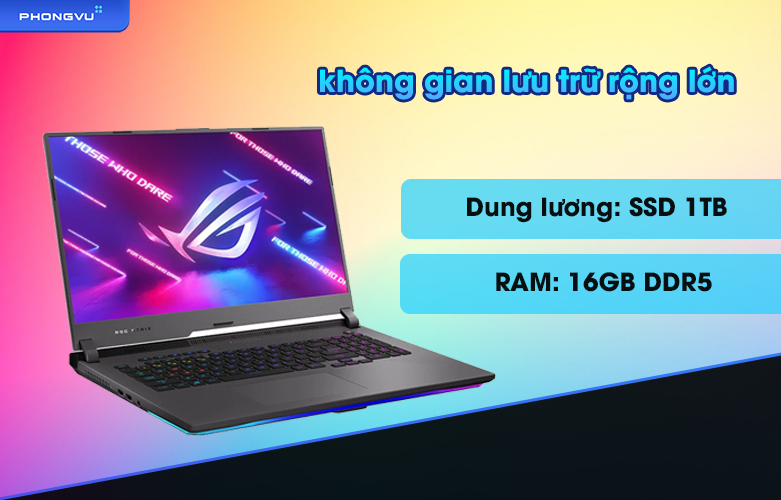 Laptop Asus ROG Strix G17 G713RW-LL157W | không gian lưu trữ rộng lớn