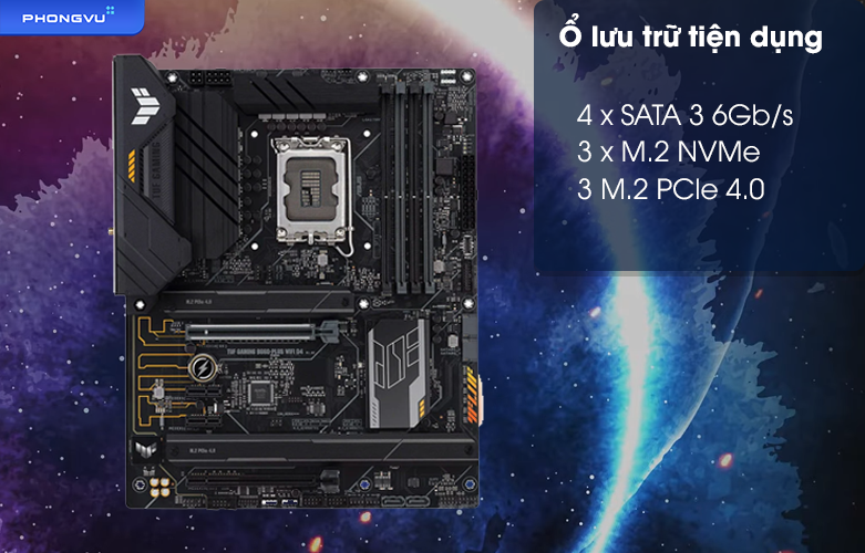 Mainboard Asus Tuf Gaming B660-PLUS WIFI D4 | Ổ lưu trữ tiện dụng