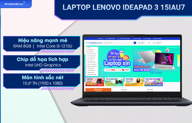 Laptop Lenovo IdeaPad 3 15IAU7 - 82RK001NVN