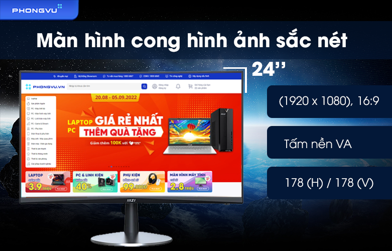 Màn hình LCD MSI 24 inch PRO MP242C |  Màn hình