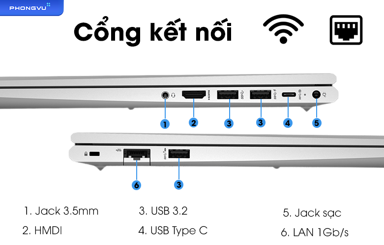 Laptop HP Probook 450 G9 6M0Z8PA | Cổng kết nối