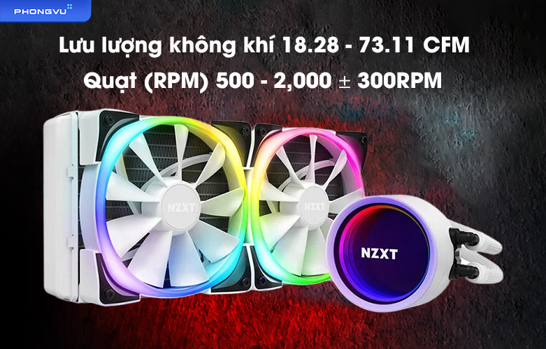 Bộ tản nhiệt nước NZXT Kraken X53 RGB - WHITE - 240mm | Quạt