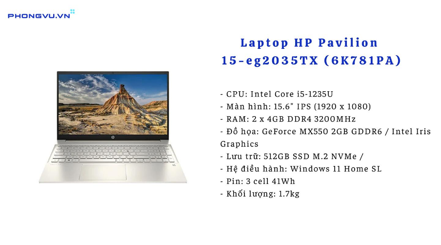 Laptop HP Pavilion 15-eg2035TX (6K781PA)