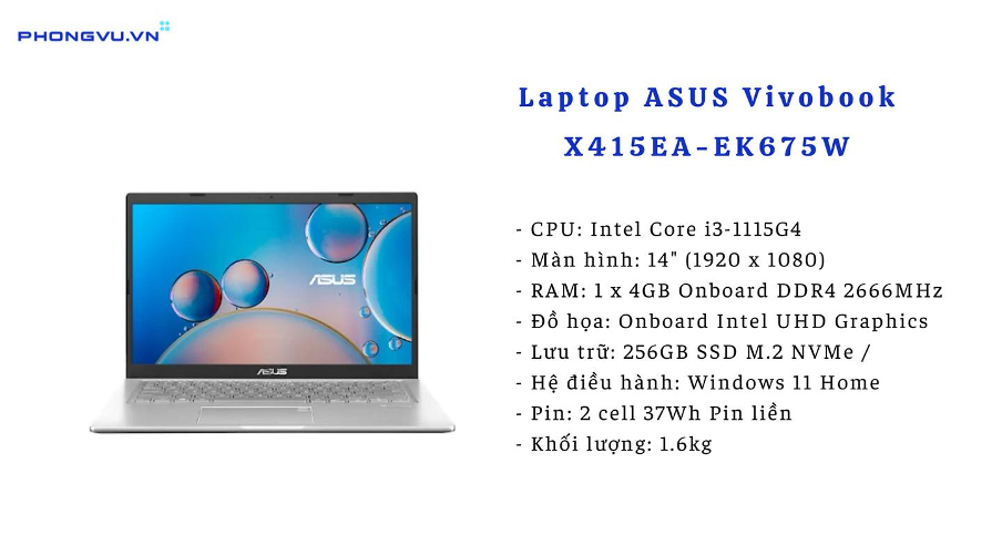 Máy vi tính xách tay ASUS Vivobook X415EA-EK675W