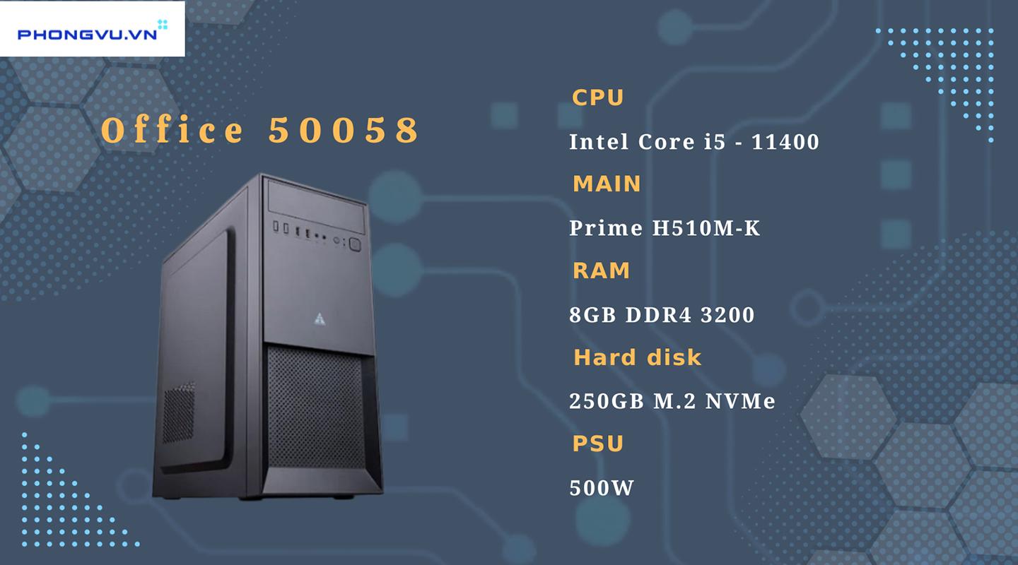 Máy PC Phong Vũ Office 50058 Intel Core i5-11400
