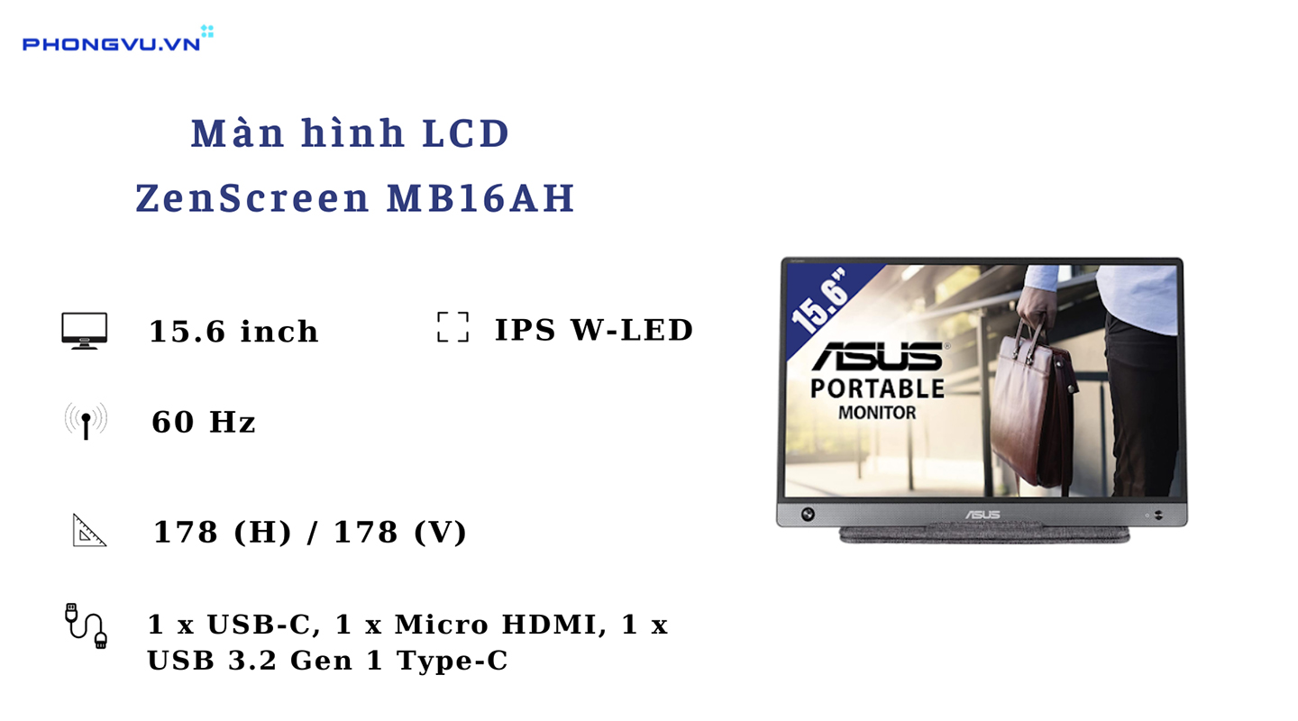 Màn hình rời ASUS LCD ZenScreen MB16AH