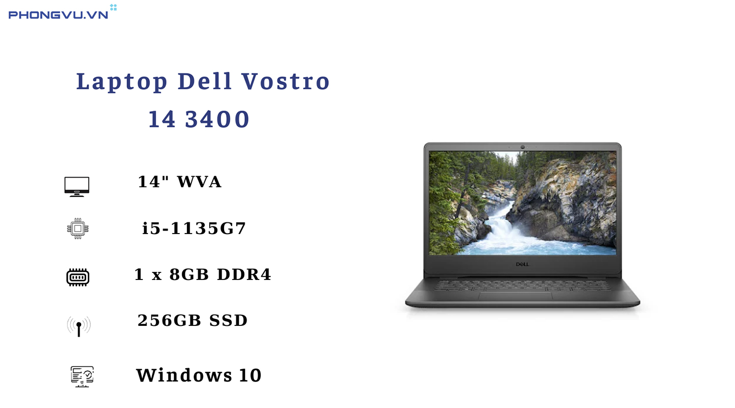 Laptop Dell Vostro 14 3400 đáp ứng tốt các tác vụ văn phòng