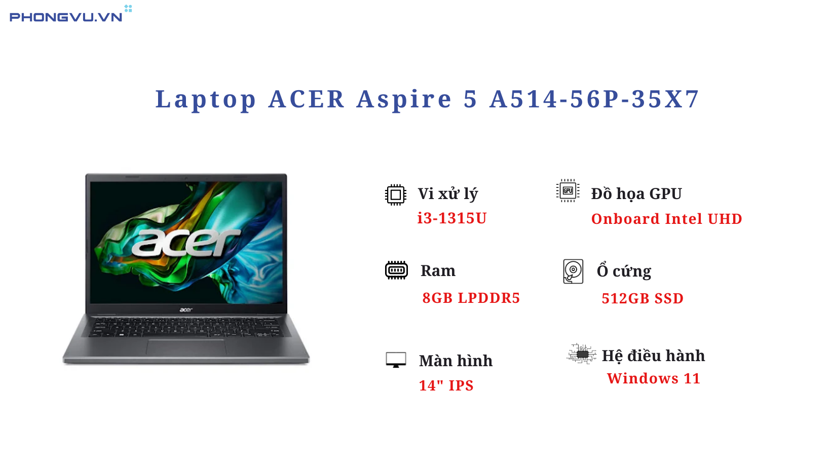 Laptop ACER Aspire 5 A514-56P-35X7 (NX.KHRSV.001) 