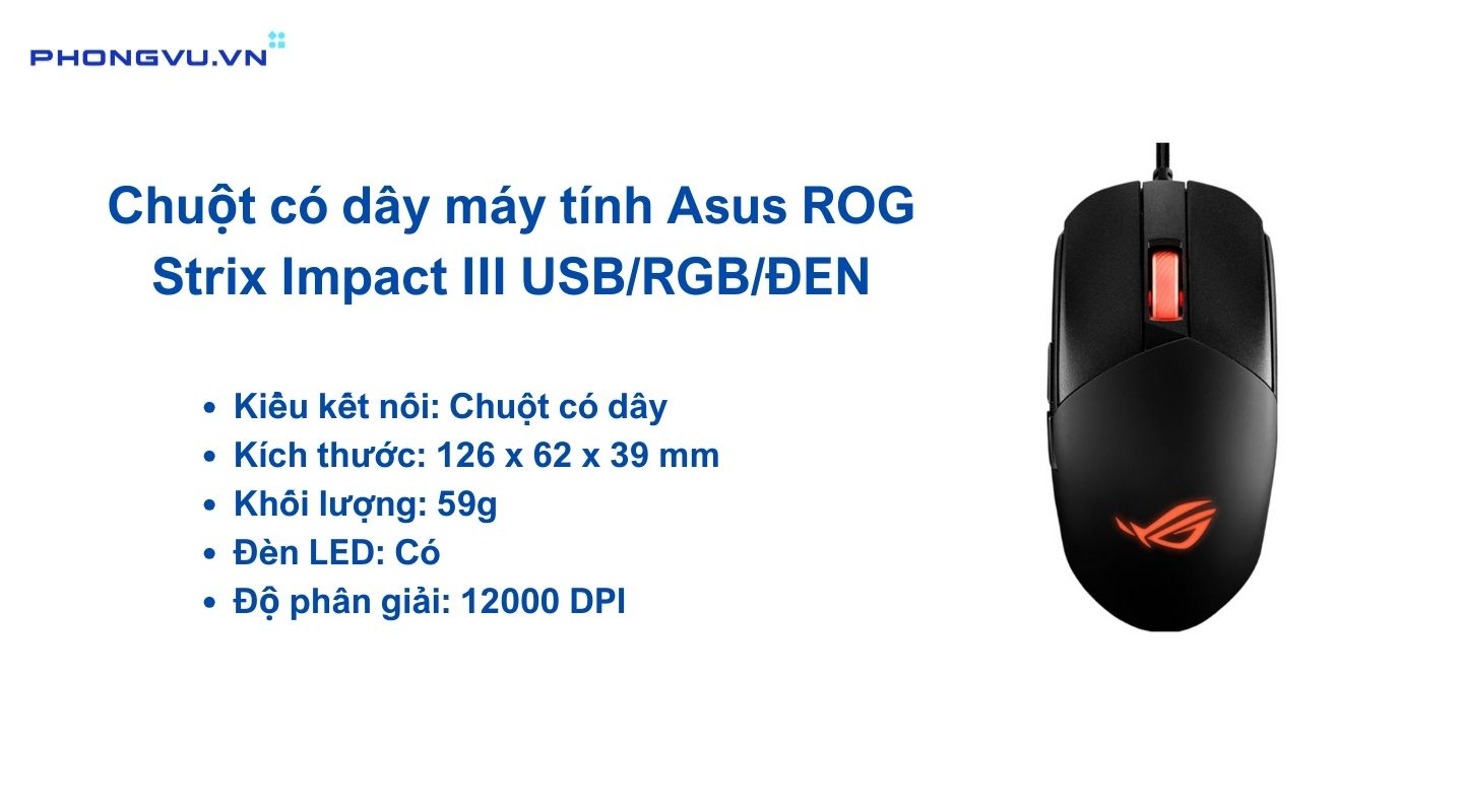 Chuột có dây máy tính Asus ROG Strix Impact III