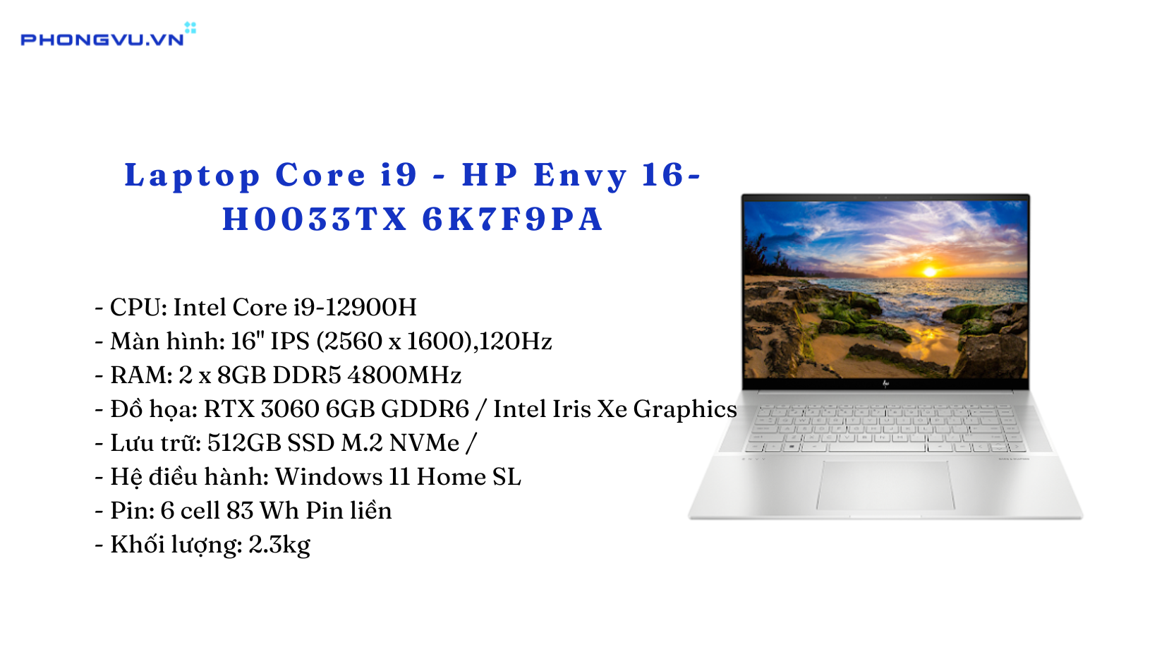 HP Envy 16-H0033TX 6K7F9PA sở hữu kiểu dáng thanh lịch