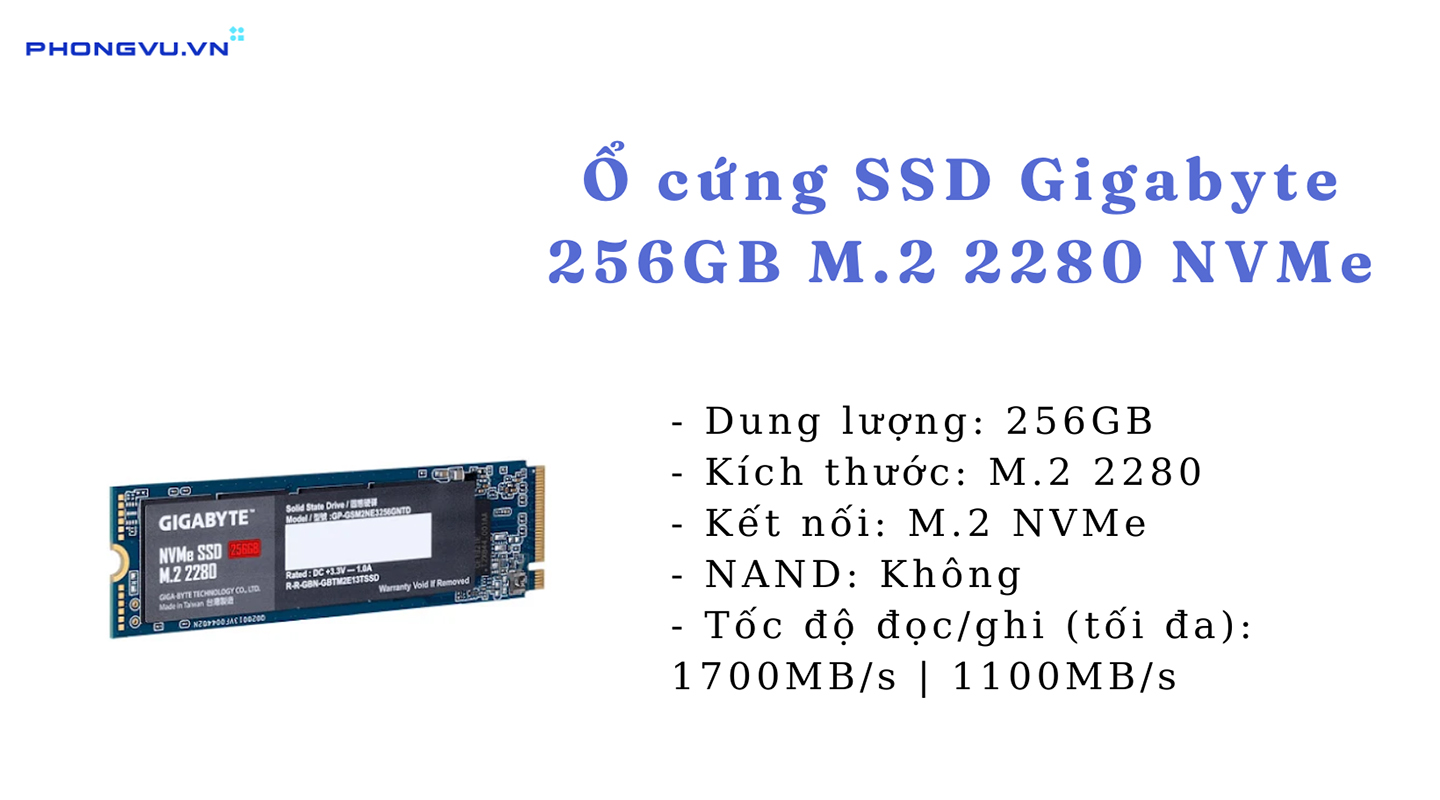 Ổ cứng SSD Gigabyte 256GB M.2 2280 NVMe Gen3 x4