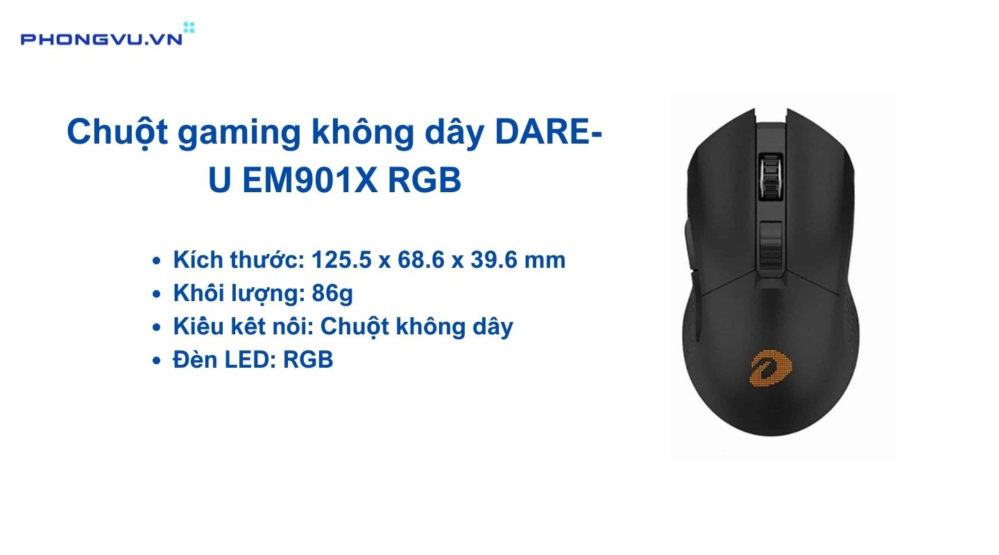 Chuột gaming không dây DARE-U EM901X RGB