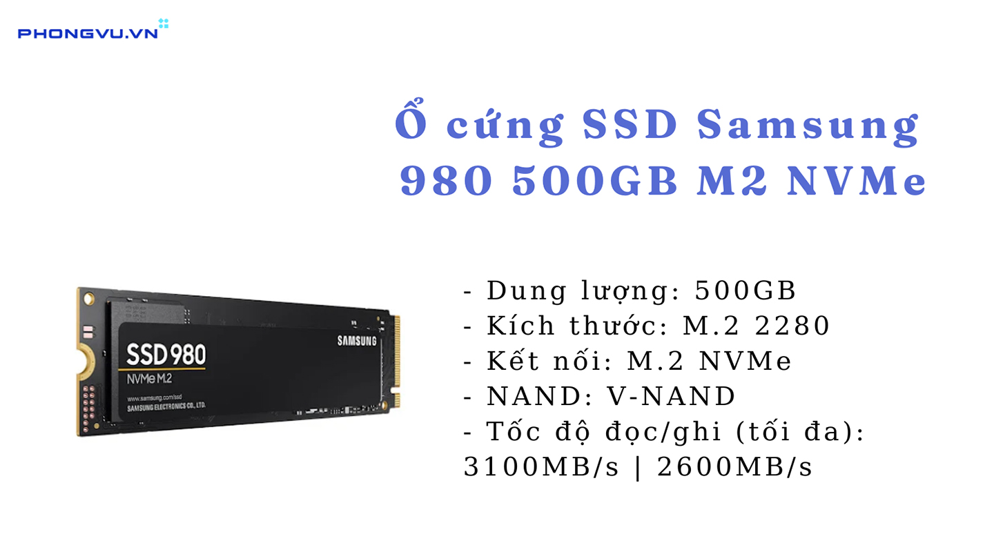 Ổ Cứng gắn trong/ SSD Samsung 980 500GB M2 NVMe